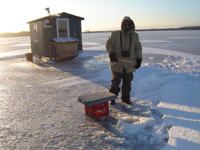 Ice fishing on the Ottawa River.